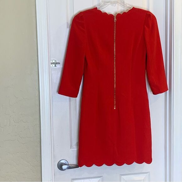 Ted Baker Red Scalloped Hem and Collar Dress US Size 4 - Picture 4 of 9